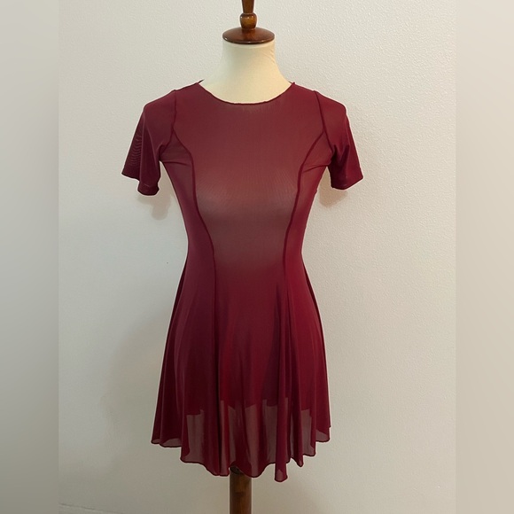 Dance Solo Costume * Sheer * Burgandy - Picture 3 of 7